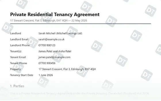 Preview of the Private Residential Tenancy (PRT) Agreement Template